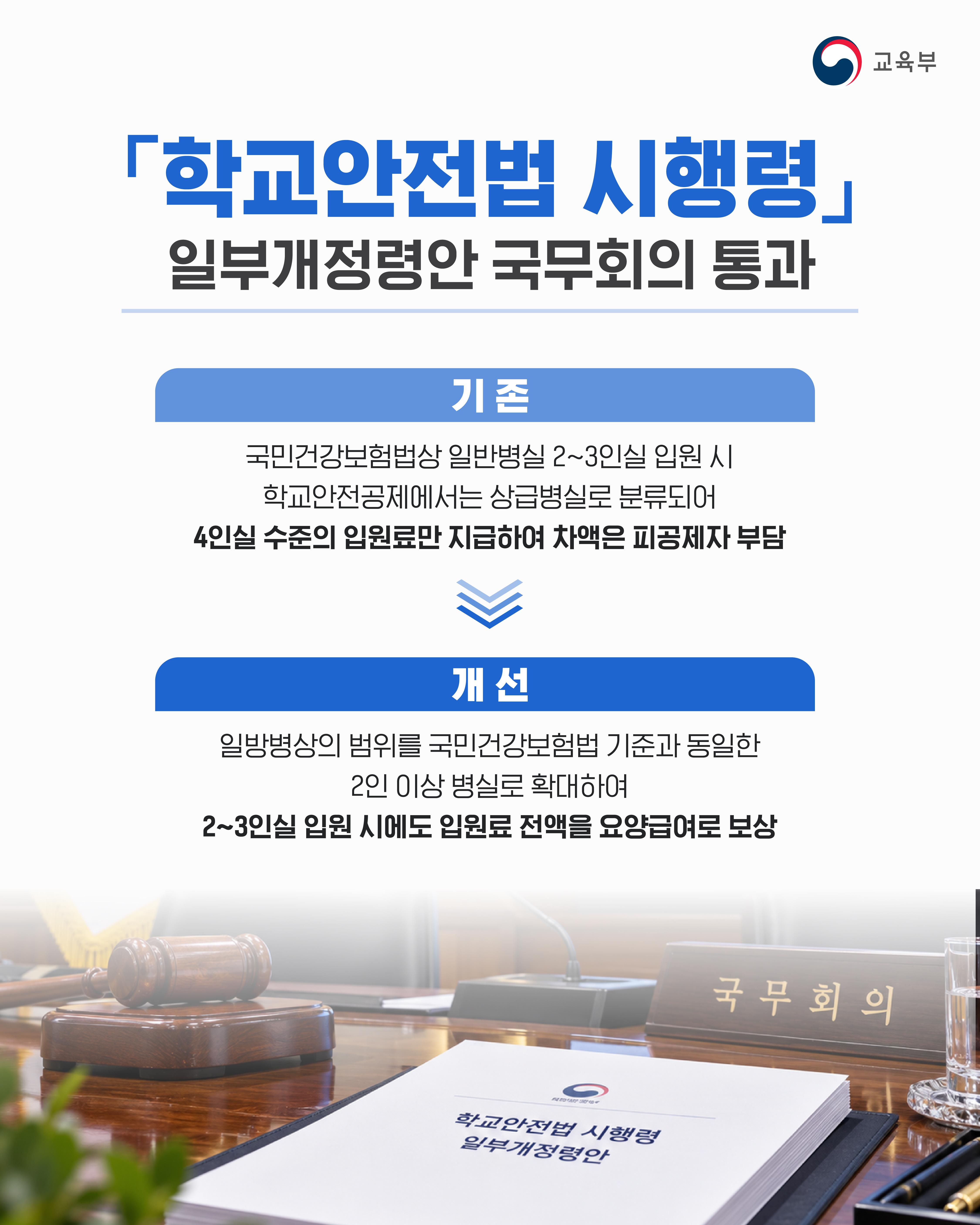 [한컷] 「학교안전법 시행령」 일부개정령안 국무회의 통과!