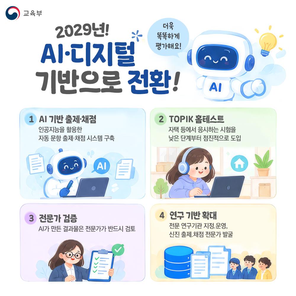 [카드뉴스] 국가 공인 한국어시험 TOPIK! 2029년 새롭게 바뀝니다! 
